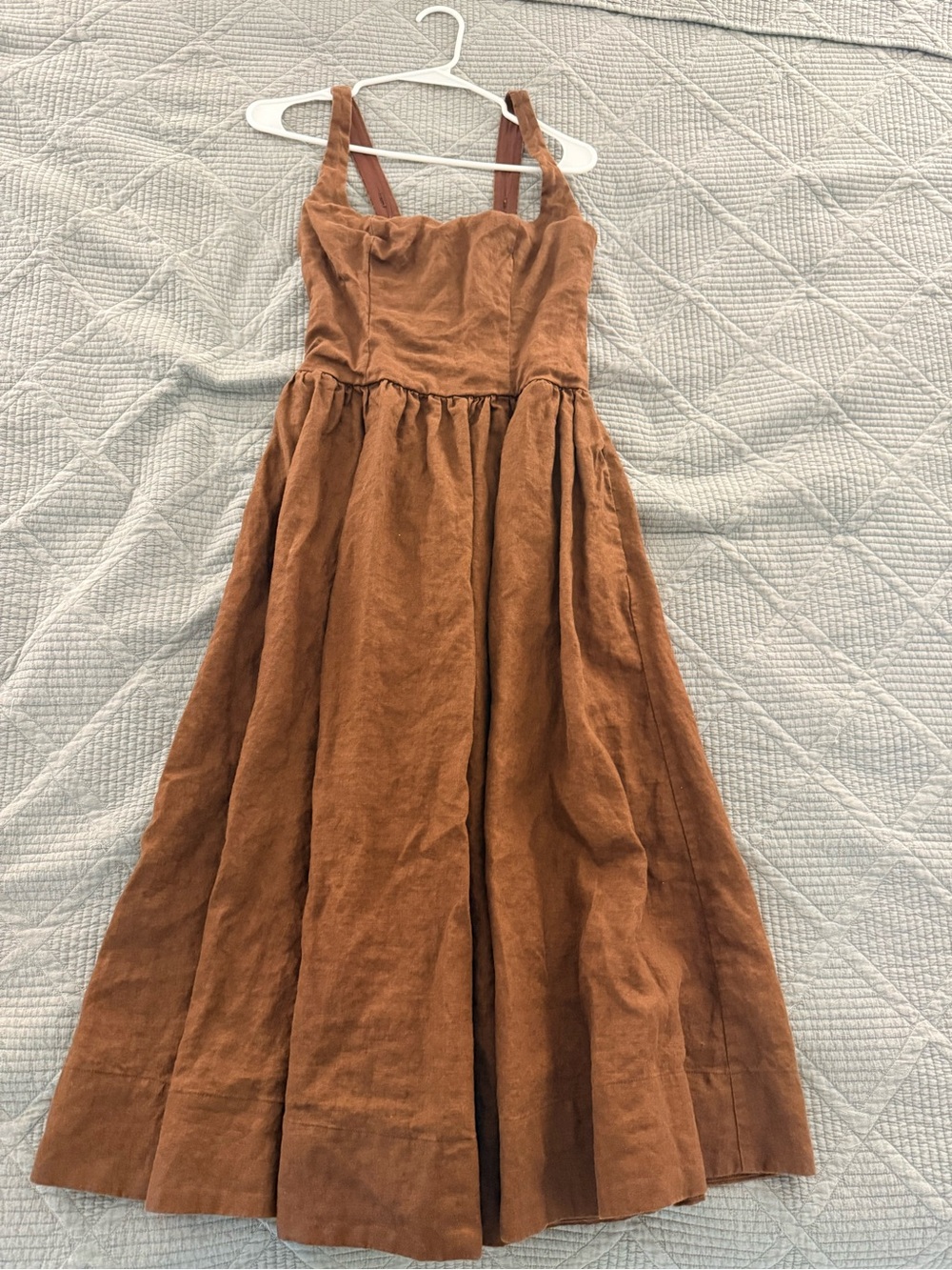 Reformation Janu Linen Dress Size 6 Brown Midi - Picture 3 of 3